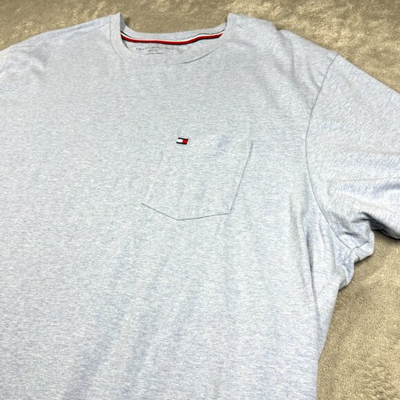 Tommy Hilfiger Light Blue T-Shirt Men’s 4XLT Jersey Knit Cotton Logo Tee - Picture 4 of 8